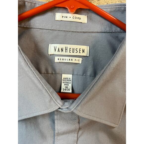 Van Heusen long sleeve, button down casual shirt, blue, men's 18 34/35 - Picture 4 of 8